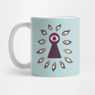 Paranoid Eye Through Keyhole And Staring Eyes Mug